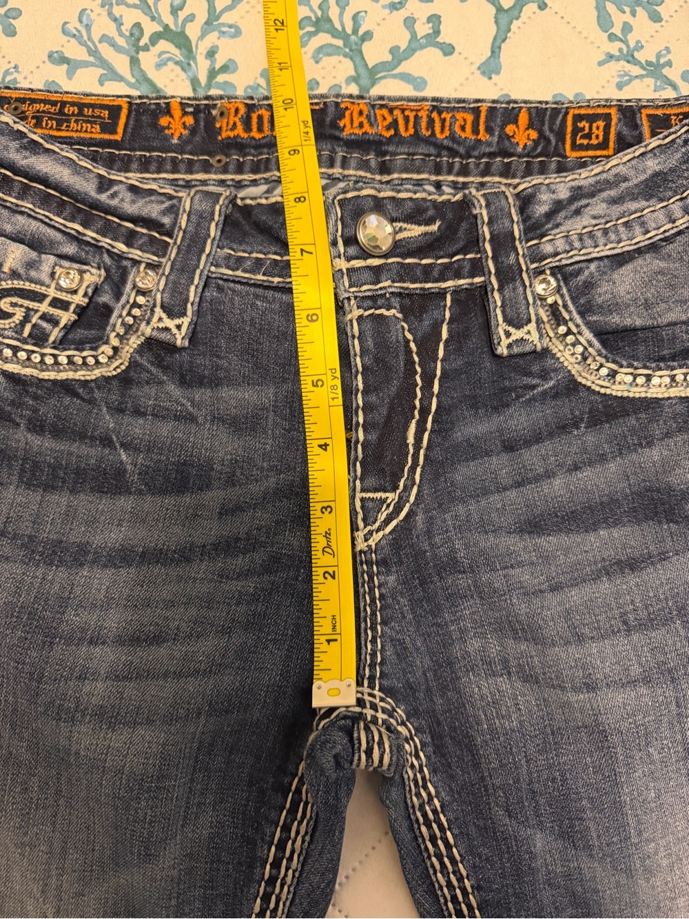 Rock Revival Women's Dark Blue Boot Cut Jeans with Rhinestone detail - Picture 10 of 12